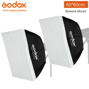US 2*Godox 60*60cm 24x24" Studio Strobe Flash Speedlite Softbox For Bowens Flash - Picture 1 of 10