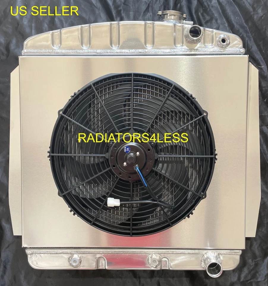CUBIERTA RADIADOR ALUMINIO 3 FILAS VENTILADOR 16" 1955-1959 CAMIONETA CHEVY LS ENG SWAP  Foto 1 de 3