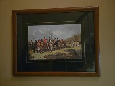 J.F. Arenque Sen 1858 impresión The Meet Fox escena de caza mate y enmarcado 28"x22" Foto 1 de 4