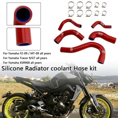 Silicone Radiator coolant Hose Yamaha MT-09 XSR900 Tracer 9/GT all years Red BE - Image 1 of 4