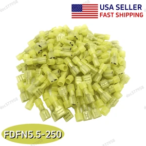 10-400pcs Yellow 12-10AWG Nylon Female Spade Terminals Insulated Crimp Connector - Picture 1 of 9