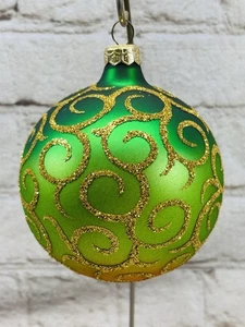 Christopher Radko Scheherazade Grün Gold Ombre Glas Ornament 4" Nachlass - Bild 1 von 11