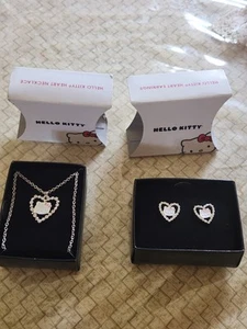 Hello Kitty Heart Necklace And Pierced Earrings Set Avon New In Original Boxes  - Picture 1 of 6