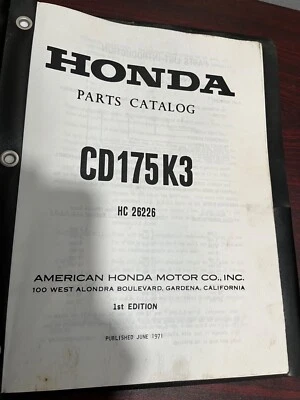 Catálogo de piezas de fábrica Honda CD175 K3 HC 26226 Foto 1 de 3