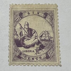 1880 LIBERIA 6c STAMP #18 ALLEGORY GORGEOUS