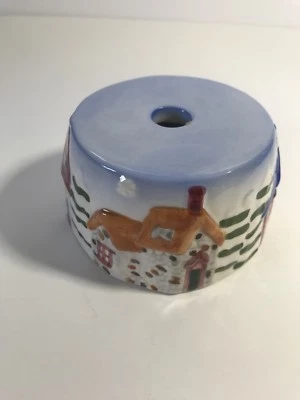 Cottage Round Candle Sleeve Base Blue Multi-color Home Decor  - Image 1 of 4