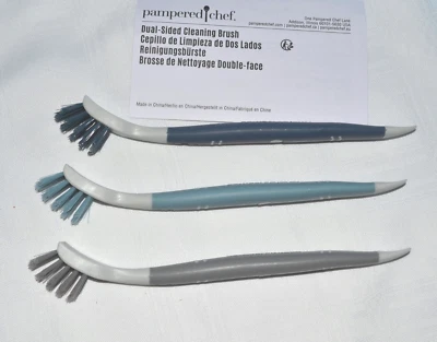 Pampered Chef DUAL-SIDED CLEANING BRUSH Set of 3 - Easily Tackles ALL the Chores