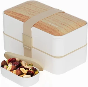 Original Bento Box Lunch Box Japanese Style 2 Layer Food Containers with Utensil - Picture 1 of 4