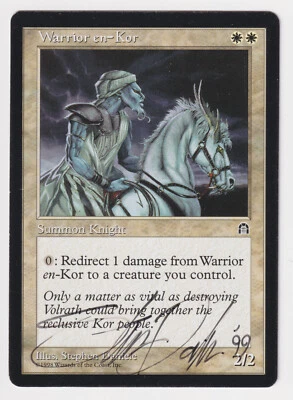 Signed Warrior en-Kor HP Stronghold Artist Stephen Daniele Dated '99 MTG Magic - Image 1 of 2
