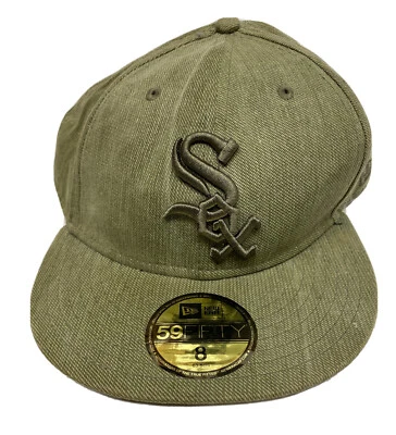 Auténtica gorra con pegatinas Green Tweed White Sox MLB béisbol New Era talla 8 Foto 1 de 4