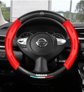 15" PU Leather+Carbon fiber Steering Wheel Cover For Nissan Note Pathfinder - Picture 1 of 9