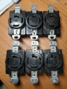 HART LOCK, B, HUBBELL, 10A-600VAC 20A-250V TWIST LOCK RECEPTACLE, LOT OF 6 - Picture 1 of 13