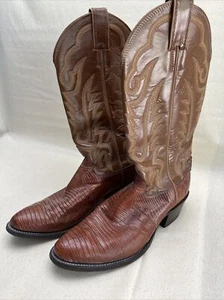 Justin USA 8303 Lizard Skin Exotic Leather Western Cowboy Boots Men's 7.5 D - Picture 1 of 8