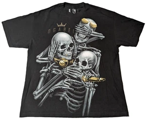 OGABEL SEE NO EVIL HEAR NO EVIL SPEAK NO EVIL Skeleton Men XL Black T-Shirt - Picture 1 of 15
