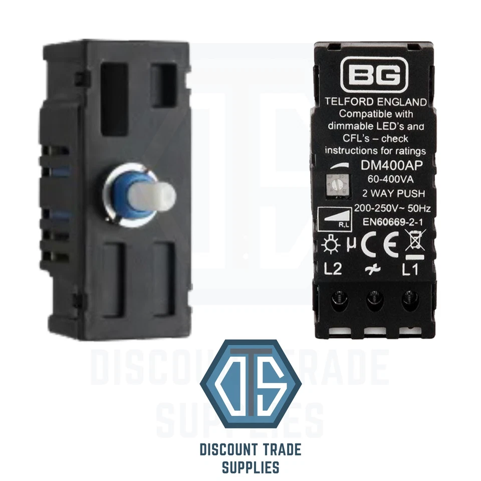 BG DM400AP Leading Edge LED Dimmer Module 2 Way Push On/Off Replacement Module - Image 1 of 1