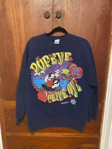 Vintage 90’s FREEZE Popeye Olive Oil Love Boat Crewneck Big Print Sz XL - Picture 1 of 11