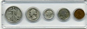 Geschenk zum 88. Geburtstag 2025 - Kursmünzensatz 1937 im Whitman-Halter - 50c/25c/10c/5c/1c - Bild 1 von 2