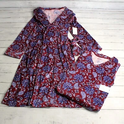 Conjunto de camisón bata larga de felpa Croft & Barrow para mujer talla S borgoña floral Foto 1 de 4