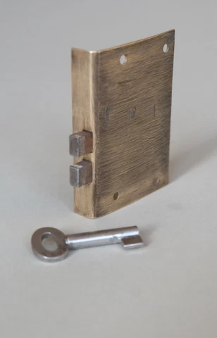 Antique Brass and Steel Cut Drawer Till Furniture LOCK 2 1/2" x 1 3/4" [CCL174] Cover