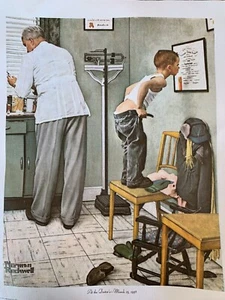 Norman Rockwell "At The Doctor's" Saturday Evening Post 1972 Litho On Canvas - Picture 1 of 3