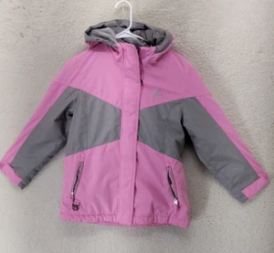 Gerry Girls Jacket Medium Pink Gray 100% Polyester Zip Up Hooded Regular Fit - Picture 1 of 16