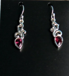 Natural Turmalina (Rubelita) Pendientes Edelsteinohrhänger Gota Rosa Joya - Imagen 1 de 3