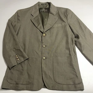 Structure Le Collezioni Y2K Vintage Mens Olive 3 Button Linen Blazer Size Small - Picture 1 of 13