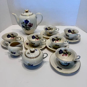 15 Pc Bavaria Schumann Briar Rose TeaPot Set Sugar Bowl Creamer Cups Saucer Mini - Picture 1 of 23