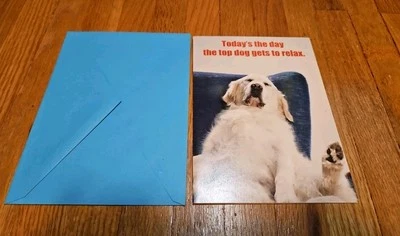 FATHER'S DAY GREETING CARD RSVP New w/Envelope  "TOP DOG-GETS TO RELAX.." - Image 1 of 4