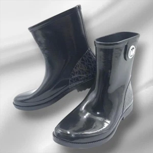 Michael Kors Zapatos de Lluvia Mujer Negro Logo 8 US Talla 25cm Excelente Estado - Imagen 1 de 10