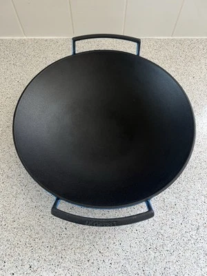 Le Creuset Cast Iron Wok 36cm Blue - Image 1 of 4