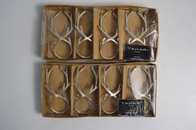 2 Anillos Servilleteros Tahari Hogar Cuerno Ciervo Plata Alce Invierno Lodge Cabaña Navidad Foto 1 de 4