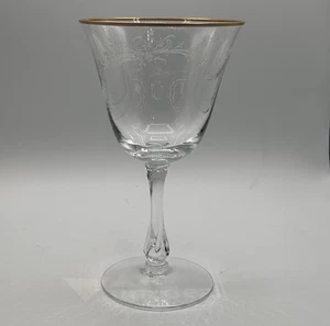 Fostoria Golden Lace  Water / Wine Goblet Etched Glass - Picture 1 of 4