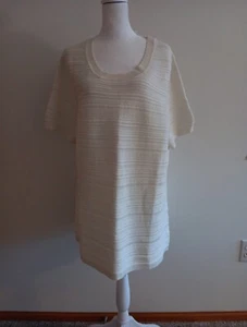 Lane Bryant Size 18-20 Women's Pullover Short Sleeve Sweater Cable Knit Cream - Picture 1 of 4