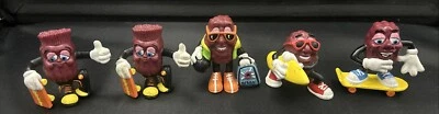 Lot Of 5 Vintage 1988 1987 California Raisins Figures Calrab Applause Surf Bowl - Imagem 1 de 4