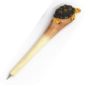 Turtle Wooden Pen Hand Carved Wood Ballpoint Hand Made Handcrafted V52 - Picture 1 of 1