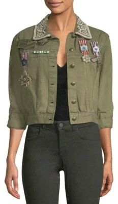 NUEVA Chaqueta Alice + Olivia $695 apliques verdes Foto 1 de 3