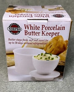 Norpro Stoneware White Porcelain Butter Keeper French Bell Crock Dish 291 new - Picture 1 of 6