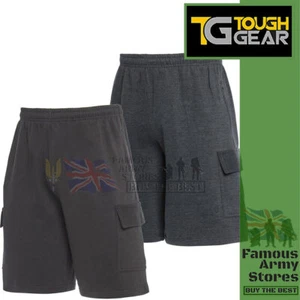 Mens Combat Shorts Jogging Bottoms Elasticated Waist Fleece Gym Jog Zip Pockets - Picture 1 of 6