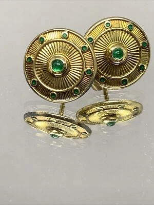 Pendientes Deakin & Francis Cabujón Esmeralda Oro Amarillo 18k D & F 750 5,8 gramos Foto 1 de 4
