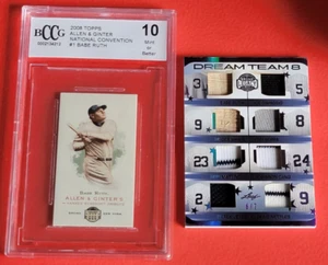 BABE Ruth DEREK JETER Roger Maris DON MATTINGLY JERSEY BAT CARD #6/7 + Ginter 10 - Picture 1 of 7