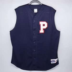 Vintage Majestic Sleeveless Baseball Jersey Mens XL Front Varsity P Back 10 Blue - Picture 1 of 8