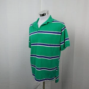 Vintage Honors Men's Short Sleeve Striped Polo Shirt - Green, Large #9406 - Picture 1 of 5
