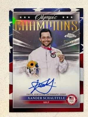 XANDER SCHAUFFELE 2024 Topps Chrome U.S. Olympic Champions On Card AUTO # 51/76 - Image 1 of 2