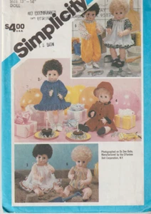 Simplicity Pattern 6481 Baby Doll Wardrobe 13"-14", FF - Picture 1 of 2
