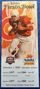 2007 Fiesta Bowl Full Ticket Boise State 43 Oklahoma 42 3OT Upsets CFB #43 Ex A - Picture 1 of 6