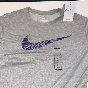 Nike Dri Fit Hombre Fit Fit Fit Fit Fit Camiseta Manga Corta Gris Swoosh Logo L Nueva - Imagen 1 de 4