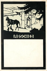 WWI German Propaganda Postcard Silhouette Abschied Farewell Lovers Embrace Tips - Picture 1 of 2