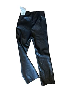 Zara Leather Black High Rise Pants Faux Legging Soft Size M BNWT (Fits Small) - Picture 1 of 21