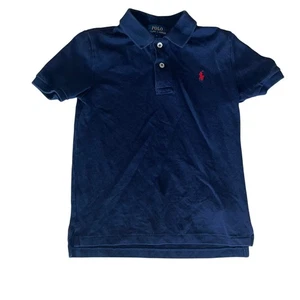 POLO Ralph Lauren Boy's 6 Navy Polo Shirt Red Pony - Picture 1 of 4